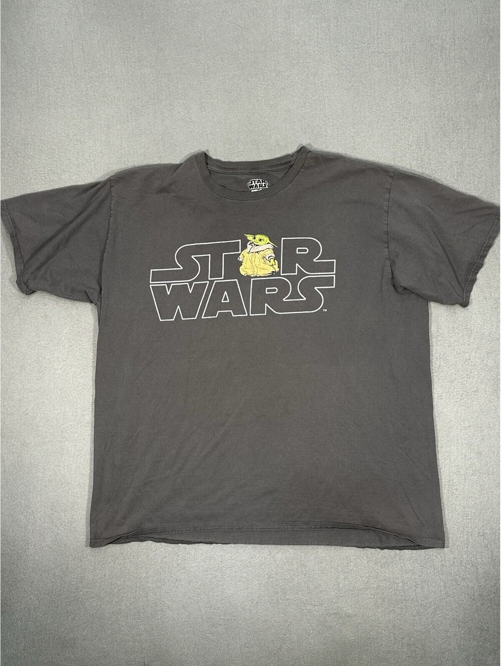 Star Wars Baby Yoda Grogu 2XL Graphic T Shirt Mens Gray Short Sleeve Tee